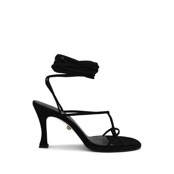 ILIO SMERALDO Womens Black Ilenia Round Toe Flare Leather Heeled Sandal 38 - Picture 3 of 4